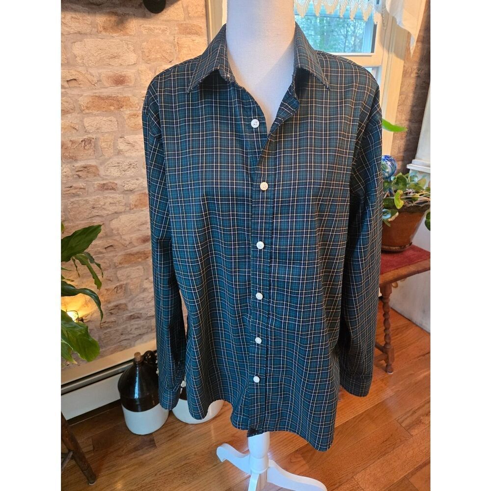 UNTUCKit Teal and Black Plaid Button-Down Shirt